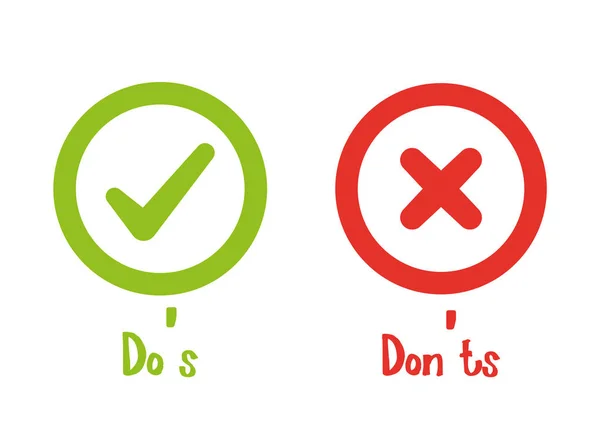 Faire Pas Faire Avec Les Signes Tick Cross Sur Fond — Image vectorielle