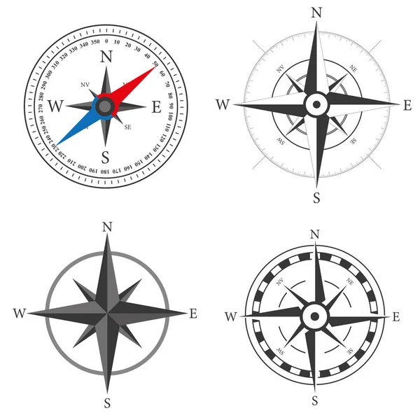 Wind Rose Coleção Vetorial Design Retro — Vetor de Stock