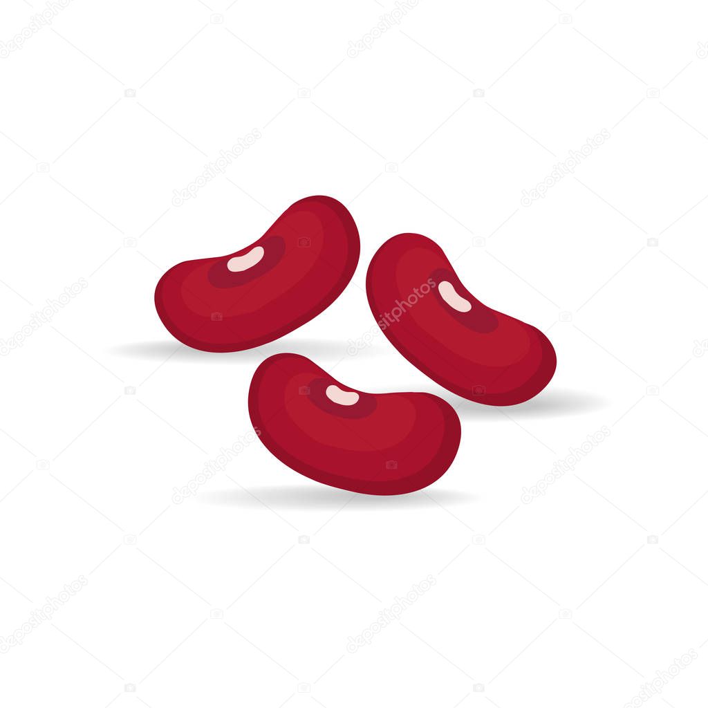red kidney beans on white background