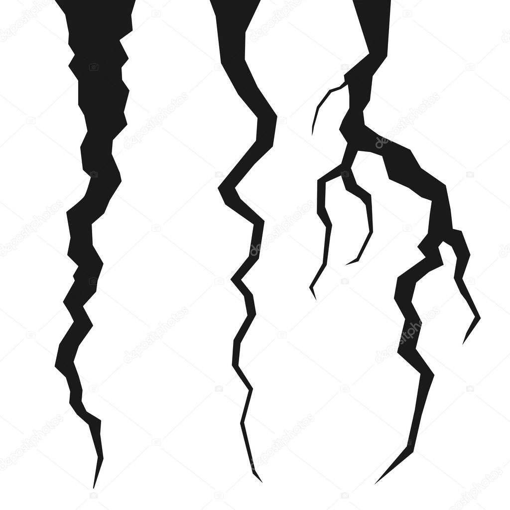 Set of rift and cleft, Crack vector illustration isolated on white background