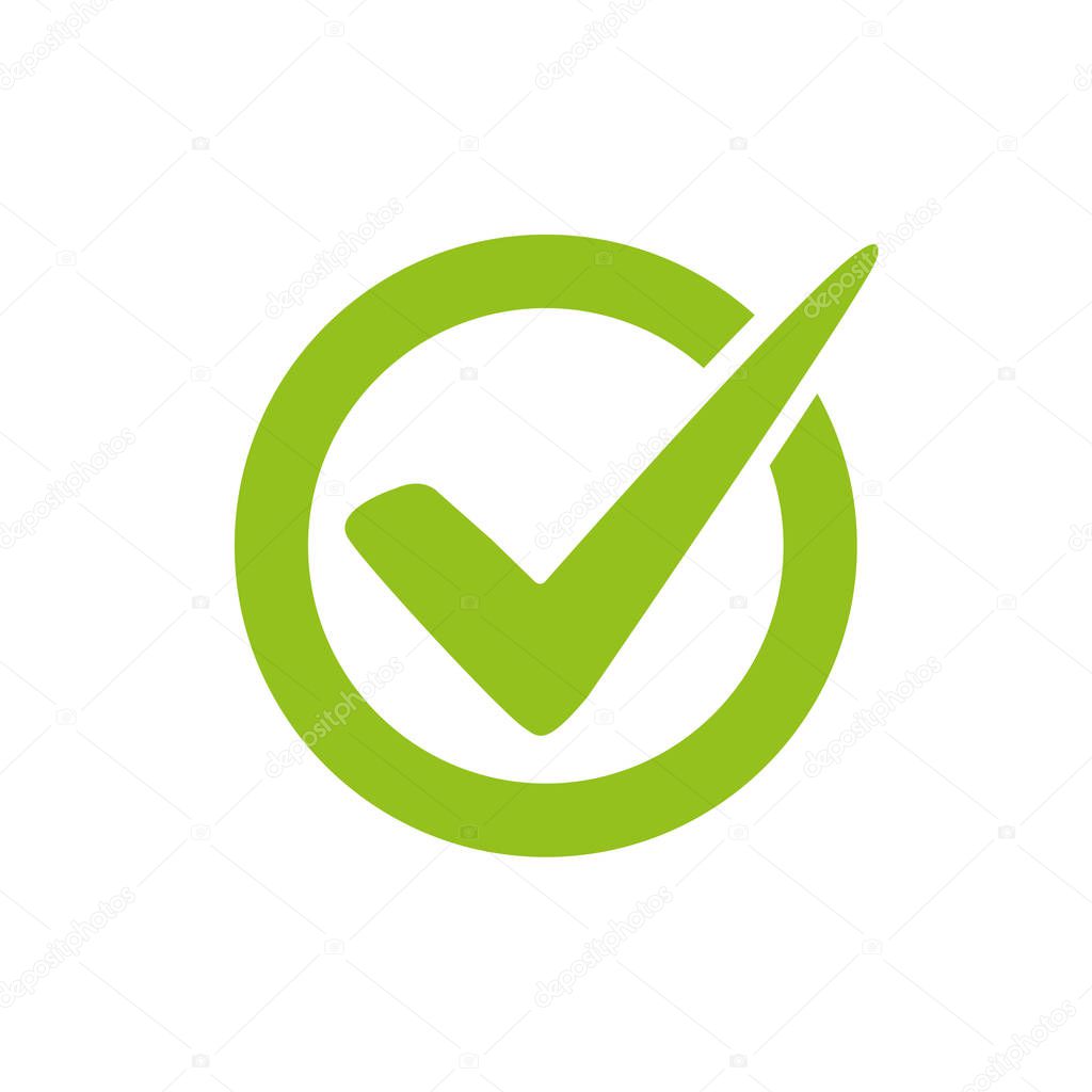 Check mark logo vector or icon on white background