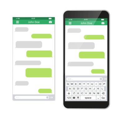 Sms sohbet baloncuklar ile Smartphone vektör.