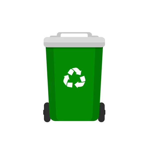 Green Recycle Bin Illustration Белом Фоне — стоковый вектор