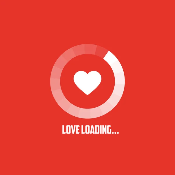 Love Loading Fortschritt Auf Rotem Hintergrund — Stockvektor
