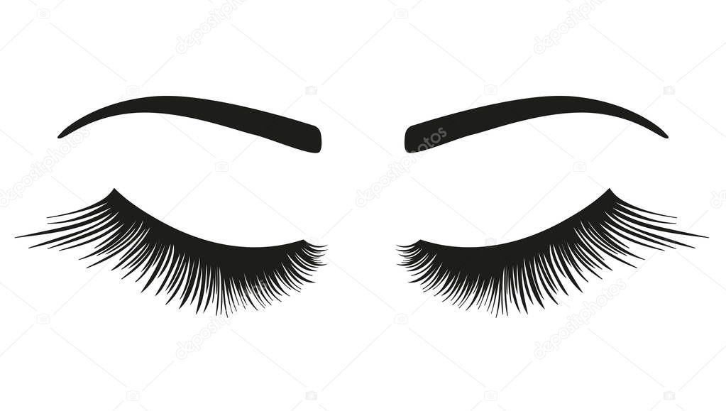 False eyelashes on white background