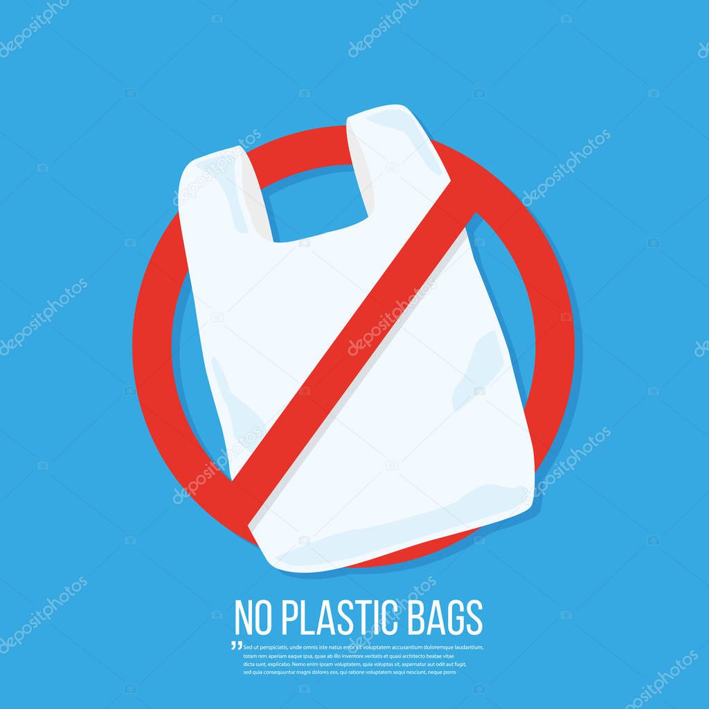 No plastic bag icon on blue background