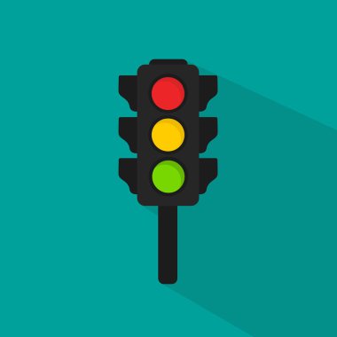 Trafik ışıkları düz vektör simgesi
