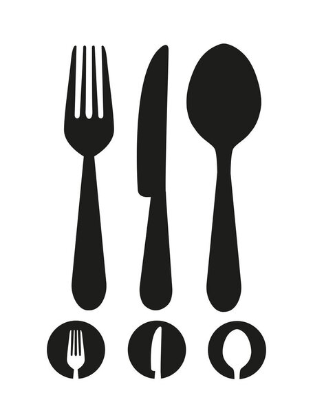 Вектор значков ножа, вилки и ложки
