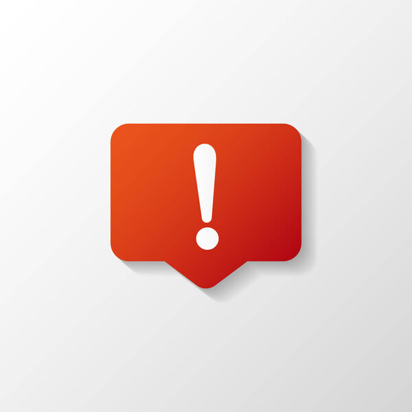 Speech bubble red attention sign icon
