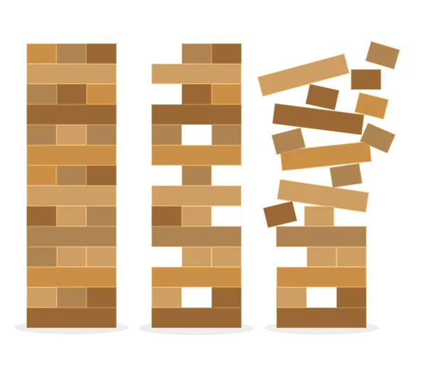 Ilustración Vector Icono Jenga Conjunto Juego Torre Juguete Del Bloque