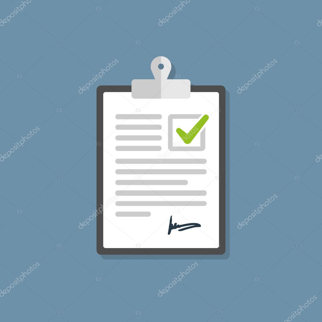 Clipboard check mark vector icon. Compliance Regulations Rules