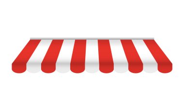 Striped red and white sunshade for shops, cafes and street restaurants clipart