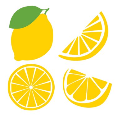 Taze limon meyve, düz vektör çizimler
