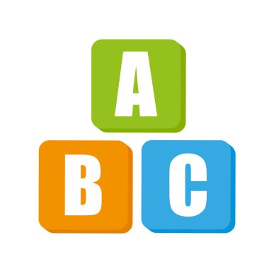 ABC blok düz simgesi
