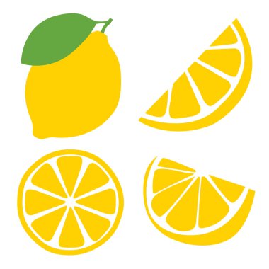 Taze limon meyve, düz vektör çizimler