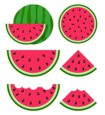 Flat icon slice of watermelon. Vector illustration icon clipart