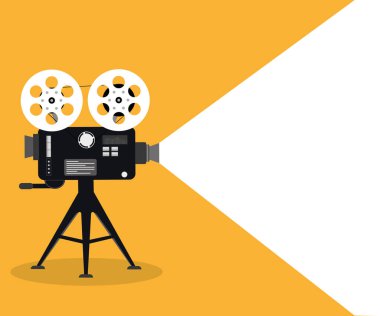 Film zaman kavramı. Şablon için sinema poster, afiş. Film projektör çizimi