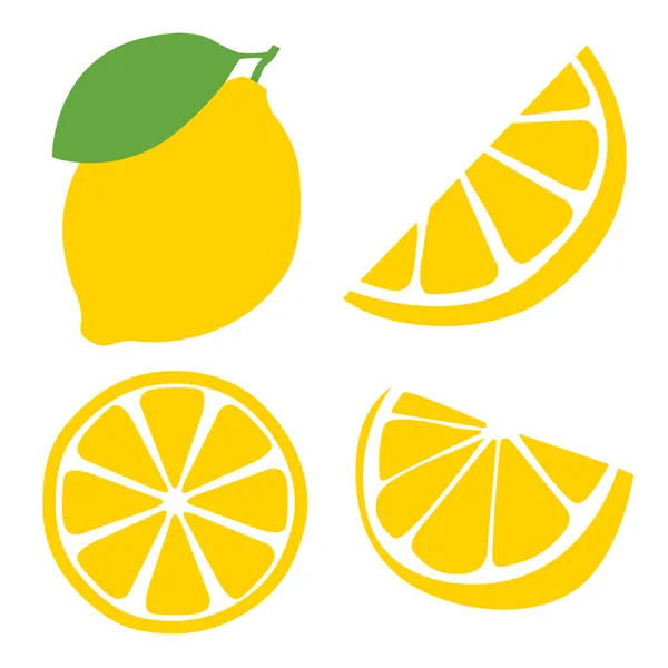 Fresh Lemon Fruits Flat Vector Illustrations — Stock Vector