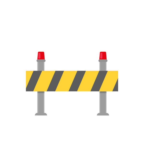 Road closed street barrier on road icon. Vector illustration