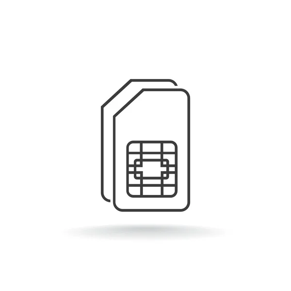 Dual Sim Kaart Pictogram Witte Achtergrond — Stockvector