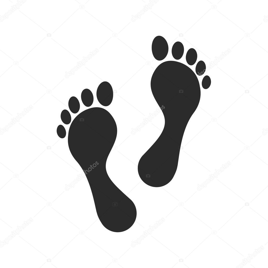 Human foot. Footprint path, footprints. Vector