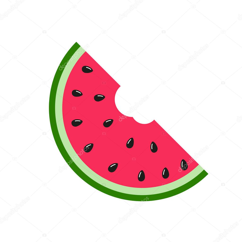 Flat icon slice of watermelon. Vector illustration icon