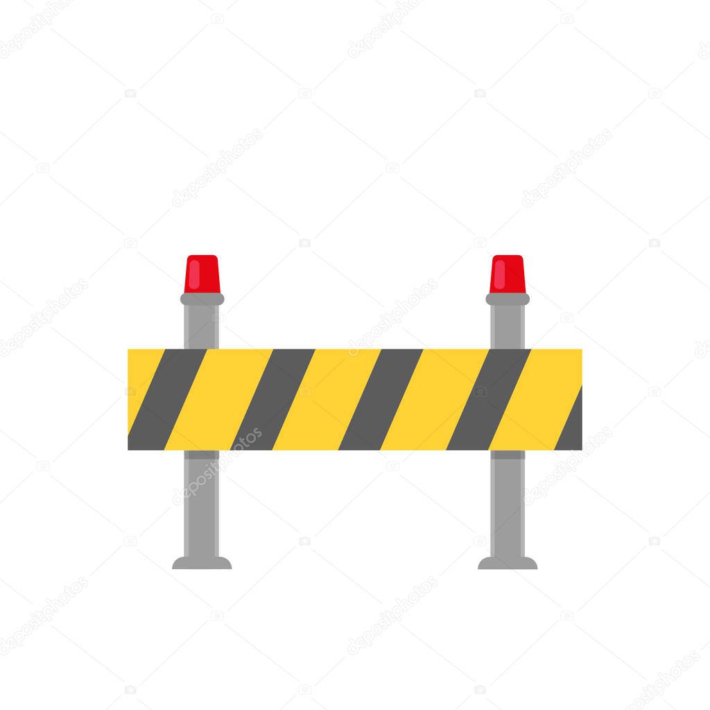Road closed street barrier on road icon. Vector illustration