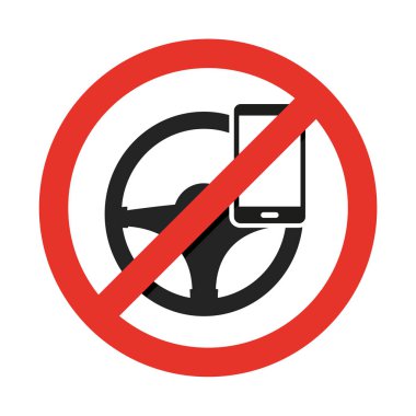 Hücre sürüş sırasında telefon yok. Vektör işareti