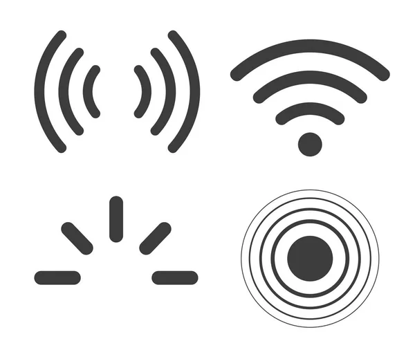 Icone Del Segnale Vettoriale Impostato Onde Segnali Iradio Radar Wifi — Vettoriale Stock