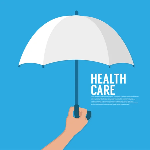 Salud Protección Doctor Sosteniendo Paraguas Vector Plano — Vector de stock