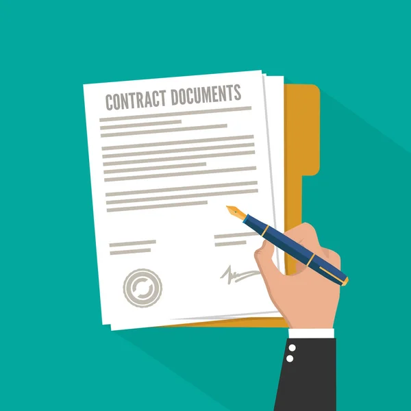Contract Signing Flat Style Vector — Stock Vector