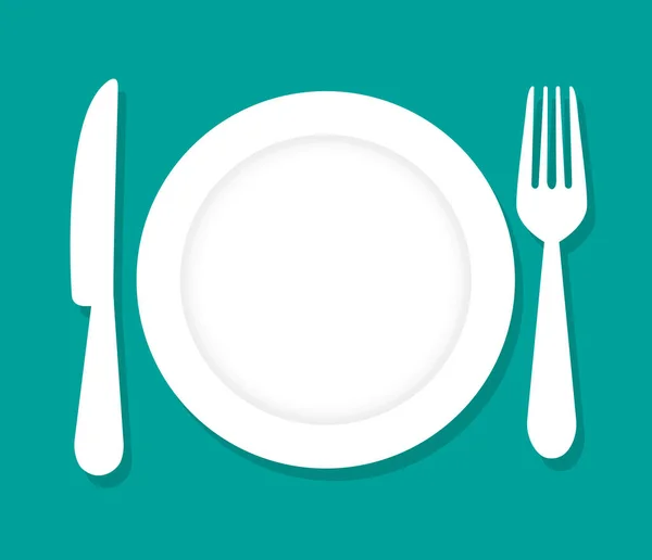 Vector Illustration Flat Plate Cutlery Flat Icon — Stock Vector