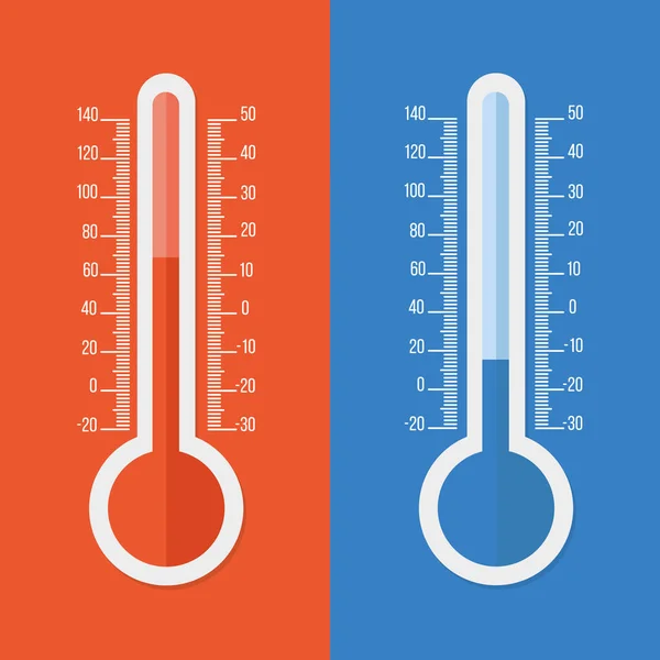 Celsius Fahrenheit Thermometers Vector Flat Icon — Stock Vector