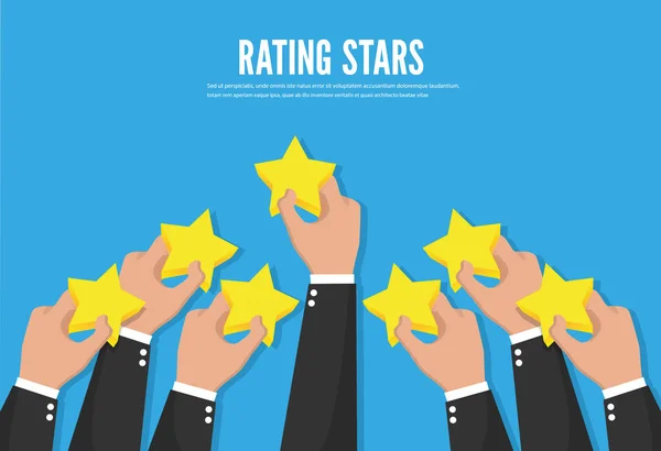 Erkenning Van Feedback Rating Sterren Platte Ontwerp — Stockvector