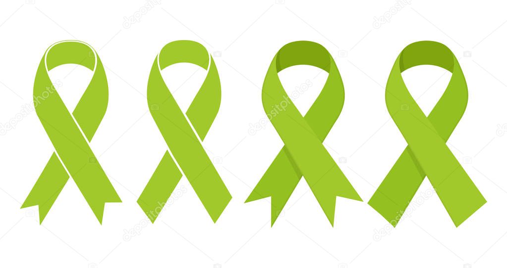 Symbol of Scoliosis. Green ribbon