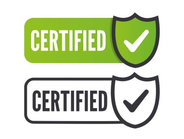 Düz beyaz arka plan üzerinde sertifikalı pul vektör