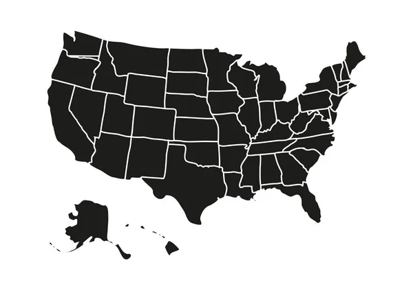 Usa Mapa Izolované Bílém Pozadí — Stockový vektor