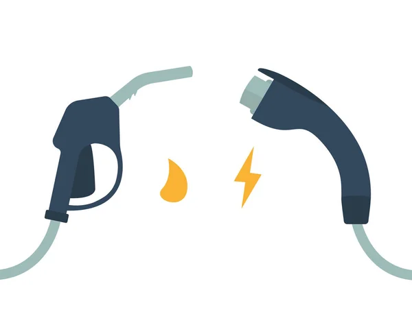 Coche Eléctrico Concepto Combustible Conjunto Iconos Ilustración Vectorial Diseño Plano — Archivo Imágenes Vectoriales