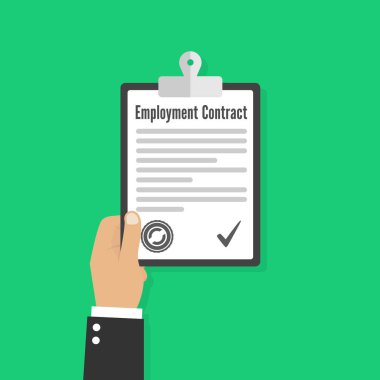 Employment contract paper document vector flat clipart