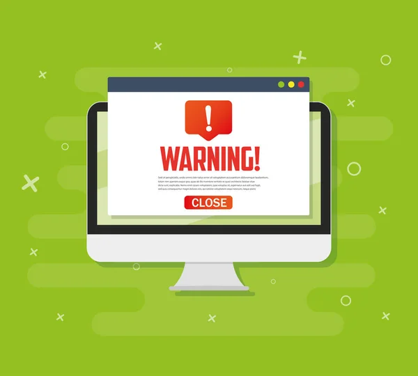 Benachrichtigungskonzept Warnung Spam Viren Internetfehler Trojaner — Stockvektor