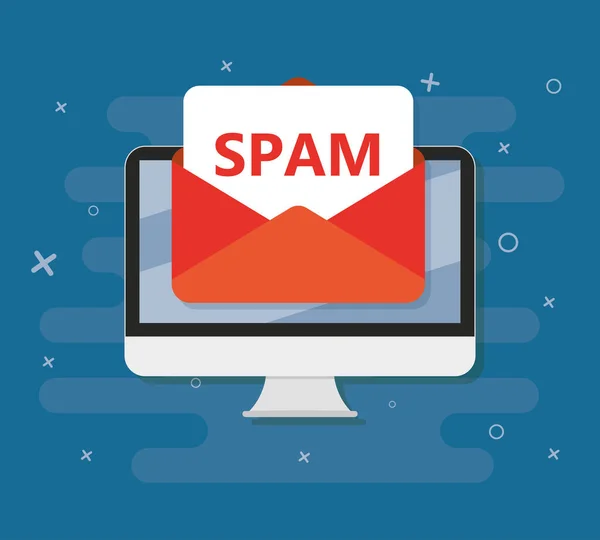 Concepto Buzón Spam Vector Plano — Vector de stock