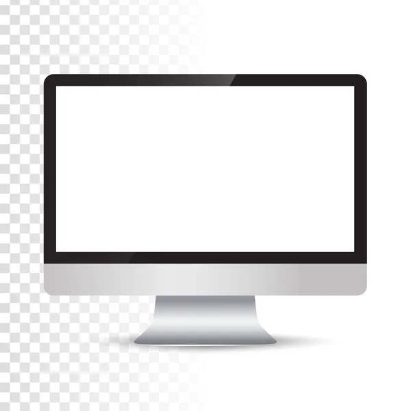 Computer Realistico Monitor Isolato Sfondo Trasparente Mockup Vettoriale — Vettoriale Stock