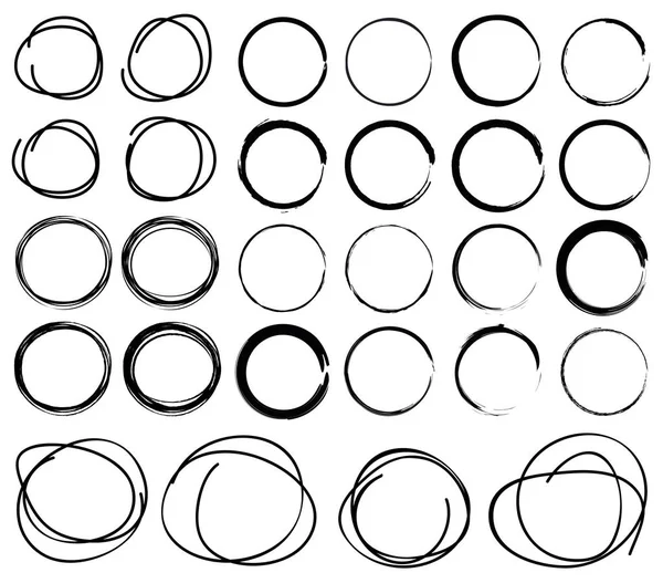 Cercles Gribouillés Dessinés Main — Image vectorielle