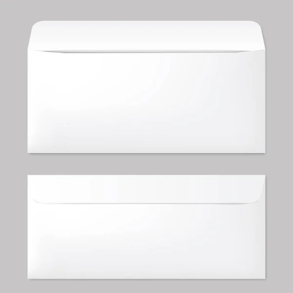 Blanco Papier Mock Enveloppen Voor Ontwerp Vector Front Enveloppen Sjabloon — Stockvector