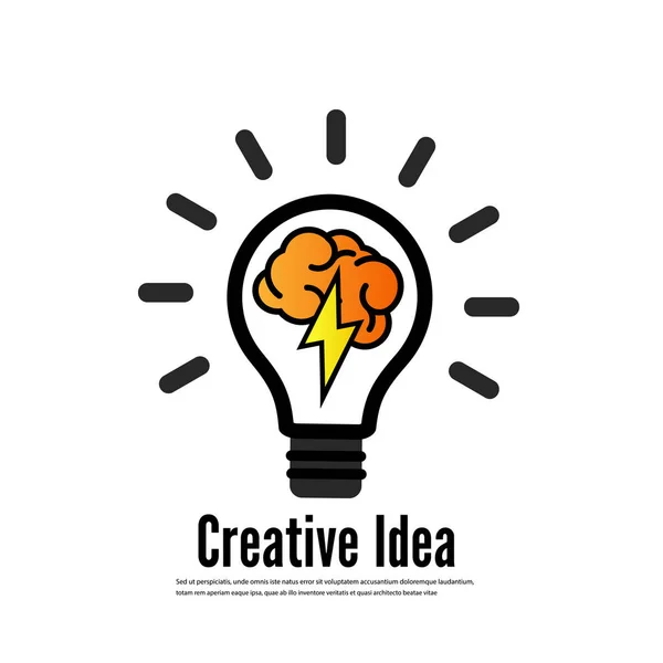 Logo Con Cerebro Bombilla Símbolo Creatividad Idea Creativa Mente — Archivo Imágenes Vectoriales