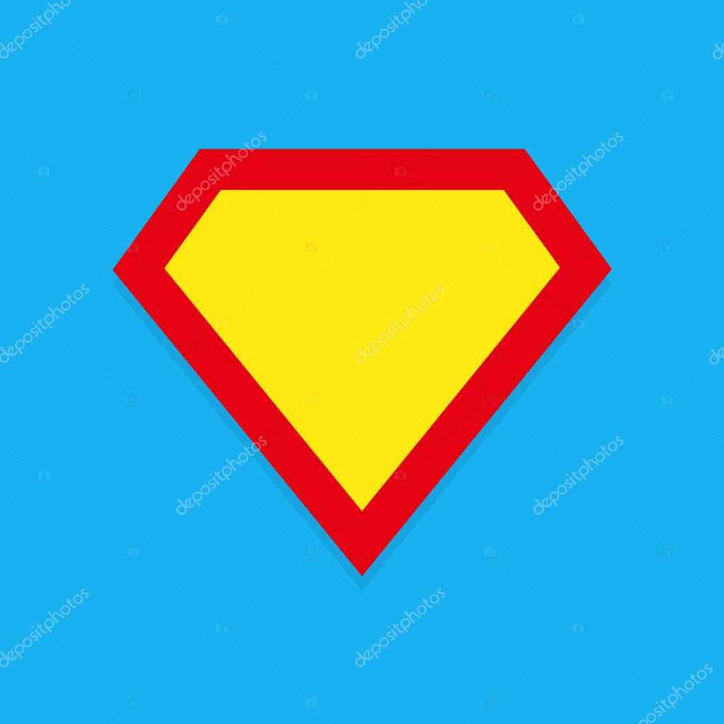 Superhero vector icon. Superman logo frame.