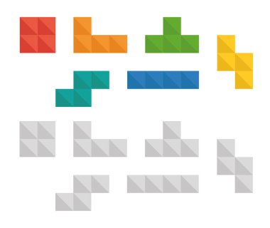Tetris pixel bricks game vector template clipart