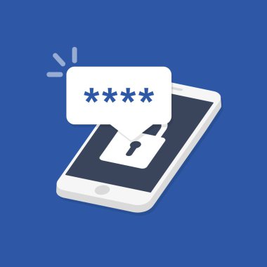 Parola form sayfası ekranda ile telefon. Düz tasarımı, vektör