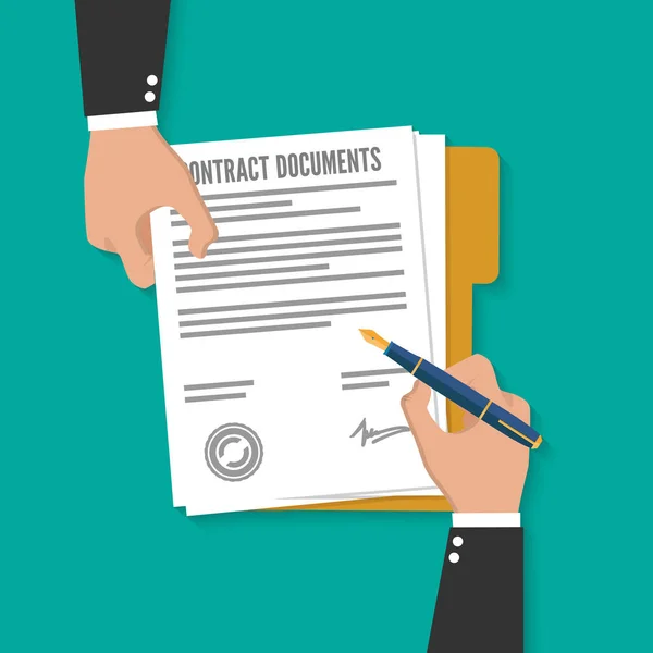 Contract Signing Flat Style Vector Illustration Concept Image Icon — Stock Vector