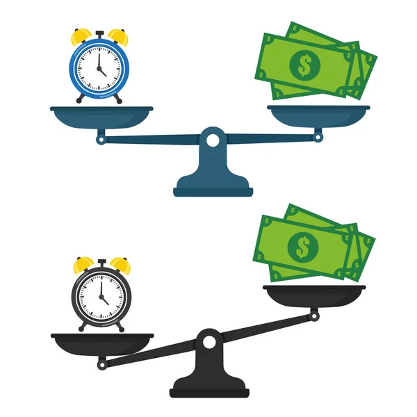 Time Money Scales Illustration Icon — Stock Vector